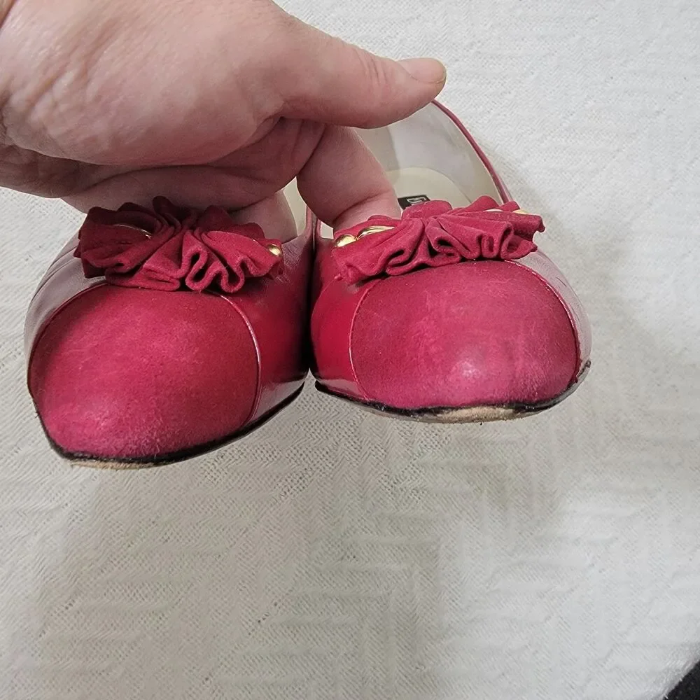 Vintage Evan Picone Red‎ Leather Pumps Made In Spain Size 10